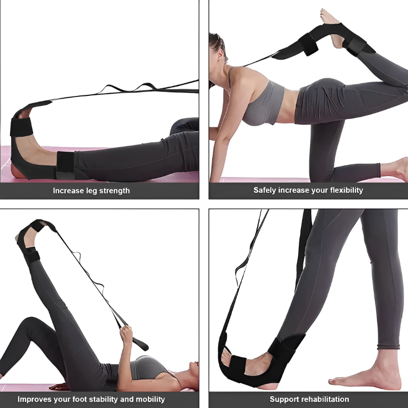 Premium Flexibility Stretching Strap - Open Back Yoga Band for Leg Stretching, Muscle Relaxation & Plantar Fasciitis Relief, Targets Heel Pain, Achilles Tendon Support, Calf & Quad Stretcher, Mobility Aid for Rehab