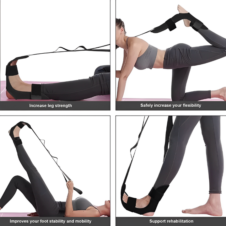 Premium Flexibility Stretching Strap - Open Back Yoga Band for Leg Stretching, Muscle Relaxation & Plantar Fasciitis Relief, Targets Heel Pain, Achilles Tendon Support, Calf & Quad Stretcher, Mobility Aid for Rehab