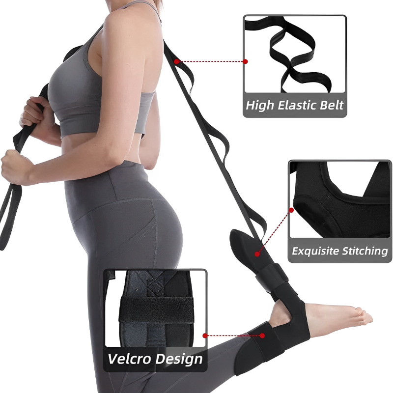 Premium Flexibility Stretching Strap - Open Back Yoga Band for Leg Stretching, Muscle Relaxation & Plantar Fasciitis Relief, Targets Heel Pain, Achilles Tendon Support, Calf & Quad Stretcher, Mobility Aid for Rehab