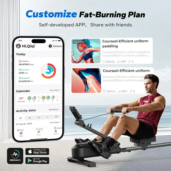 Premium Foldable Magnetic Rowing Machine for Home – 16 Level Resistance Compact Cardio Trainer with 350 lb Capacity