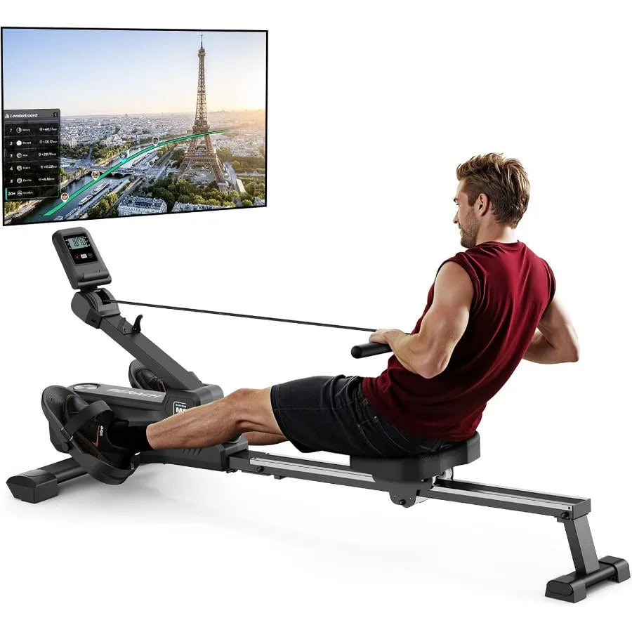 Premium Foldable Magnetic Rowing Machine for Home – 16 Level Resistance Compact Cardio Trainer with 350 lb Capacity
