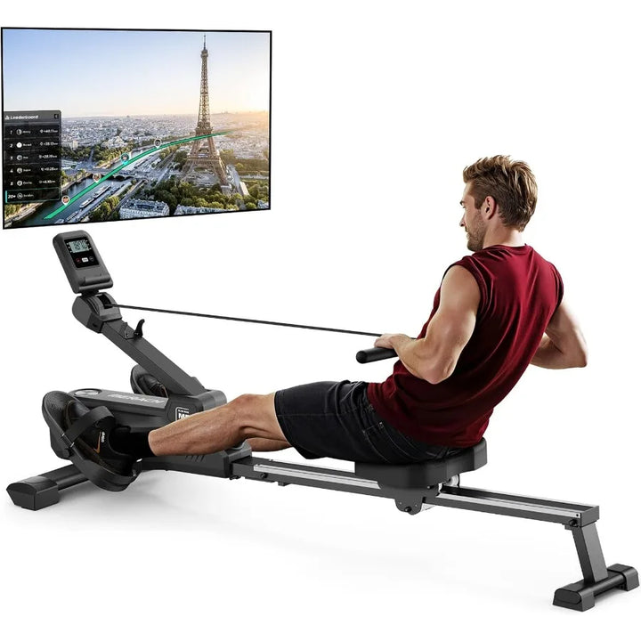 Premium Foldable Magnetic Rowing Machine for Home – 16 Level Resistance Compact Cardio Trainer with 350 lb Capacity