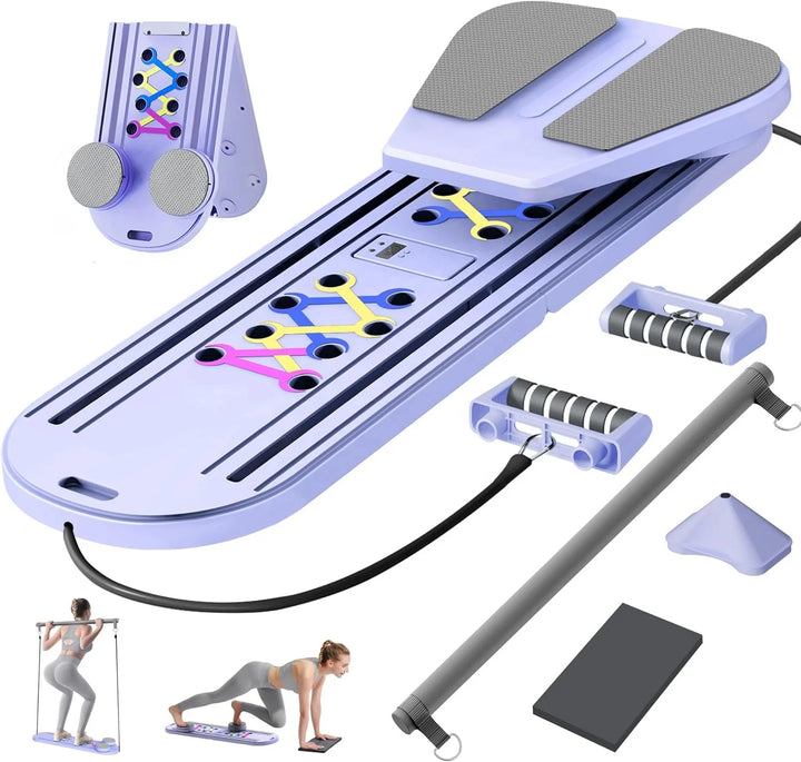 Premium Foldable Multifunctional Pilates Push Up Board – Portable Home Gym Reformer for Full Body Training