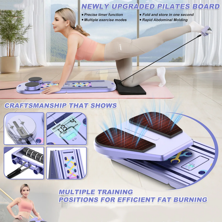 Premium Foldable Multifunctional Pilates Push Up Board – Portable Home Gym Reformer for Full Body Training