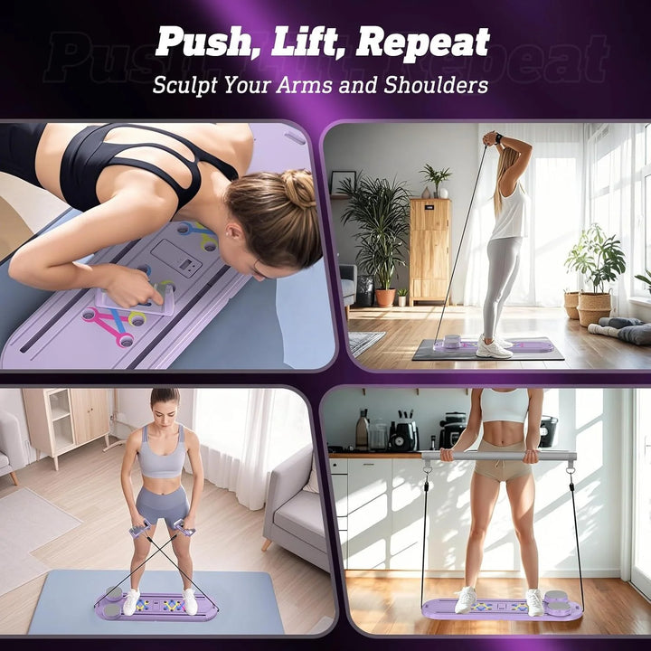 Premium Foldable Multifunctional Pilates Push Up Board – Portable Home Gym Reformer for Full Body Training
