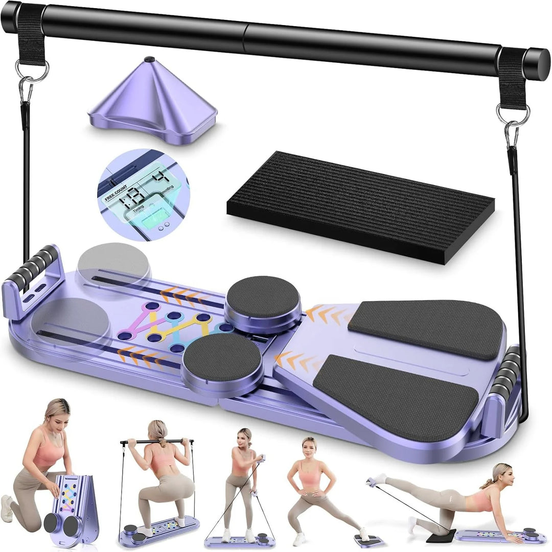 Premium Foldable Multifunctional Pilates Push Up Board – Portable Home Gym Reformer for Full Body Training