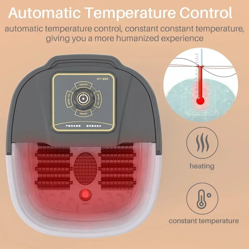 Premium Foot Spa Bath Massager with Heat, 12 Rollers, Digital Control, Pedicure Stone for Acupressure Shiatsu Massage, Foot Pain Relief, Adjustable Temperature, Home Foot Soak Therapy