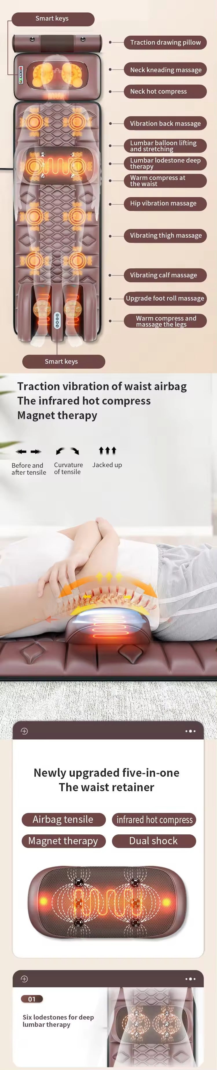Premium Full Body Electric Massage Mattress with Heating & Vibration – Pain & Stress Relief for Neck, Back, Foot, and Body Relaxation