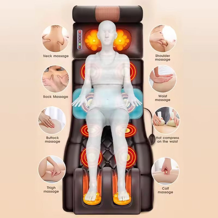 Premium Full Body Electric Massage Mattress with Heating & Vibration – Pain & Stress Relief for Neck, Back, Foot, and Body Relaxation