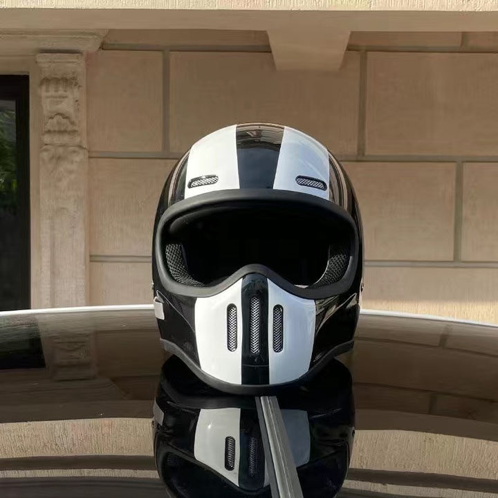 Premium Full Face Motorcycle Helmet – Retro Tokyo Style, Fiberglass, Clear Visor, Japan TT Design, Casco Moto for Men & Women, Lightweight, Comfortable, Stylish