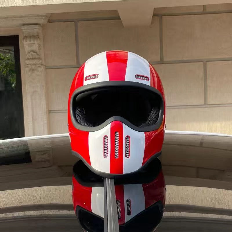 Premium Full Face Motorcycle Helmet – Retro Tokyo Style, Fiberglass, Clear Visor, Japan TT Design, Casco Moto for Men & Women, Lightweight, Comfortable, Stylish
