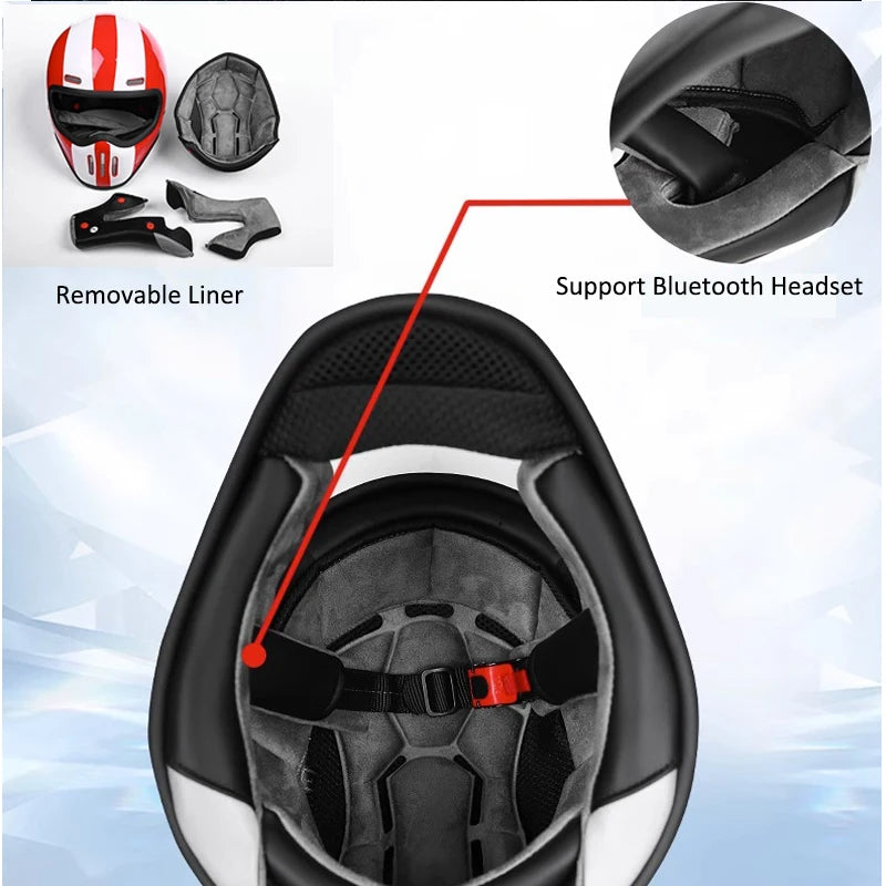 Premium Full Face Motorcycle Helmet – Retro Tokyo Style, Fiberglass, Clear Visor, Japan TT Design, Casco Moto for Men & Women, Lightweight, Comfortable, Stylish