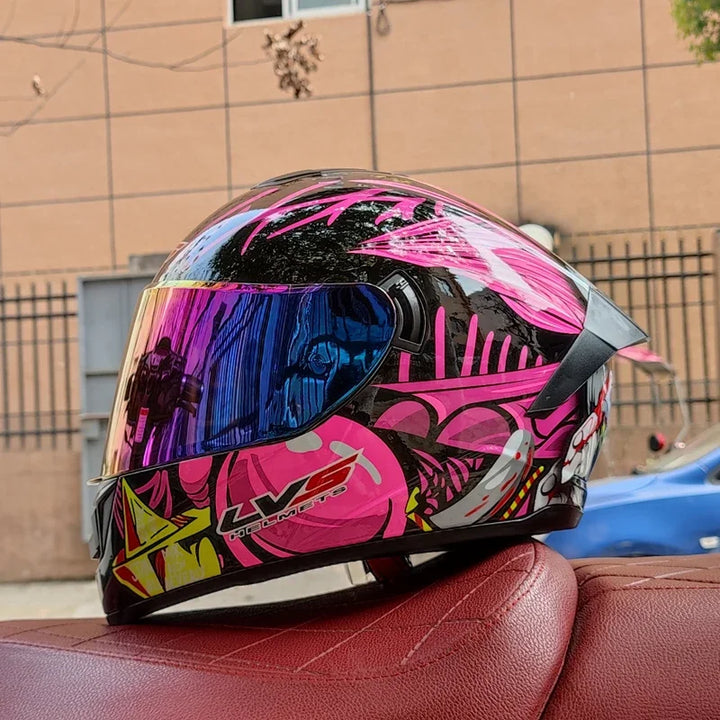Premium Full Face Racing Motorcycle Helmet – Winter Warm Double Visor, Motorbike Sports Helmet, Adjustable Ventilation, Comfortable Fit for Winter Riding