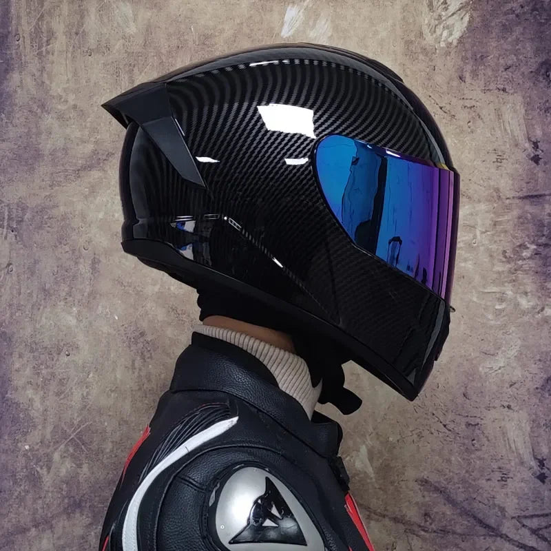 Premium Full Face Racing Motorcycle Helmet – Winter Warm Double Visor, Motorbike Sports Helmet, Adjustable Ventilation, Comfortable Fit for Winter Riding