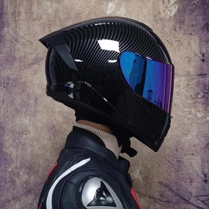 Premium Full Face Racing Motorcycle Helmet – Winter Warm Double Visor, Motorbike Sports Helmet, Adjustable Ventilation, Comfortable Fit for Winter Riding