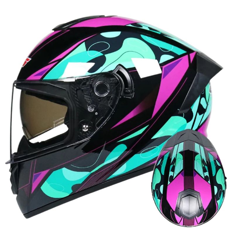 Premium Full Face Racing Motorcycle Helmet – Winter Warm Double Visor, Motorbike Sports Helmet, Adjustable Ventilation, Comfortable Fit for Winter Riding