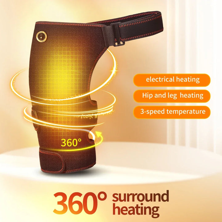 Premium Full Wrap Heated Hip Support Brace – USB Powered Compression Wrap with 3 Heat Levels and Vibration Massage