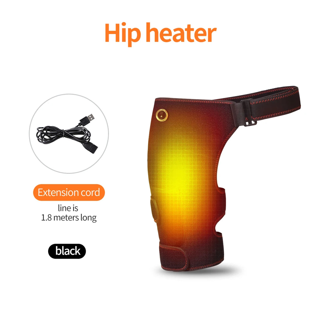 Premium Full Wrap Heated Hip Support Brace – USB Powered Compression Wrap with 3 Heat Levels and Vibration Massage