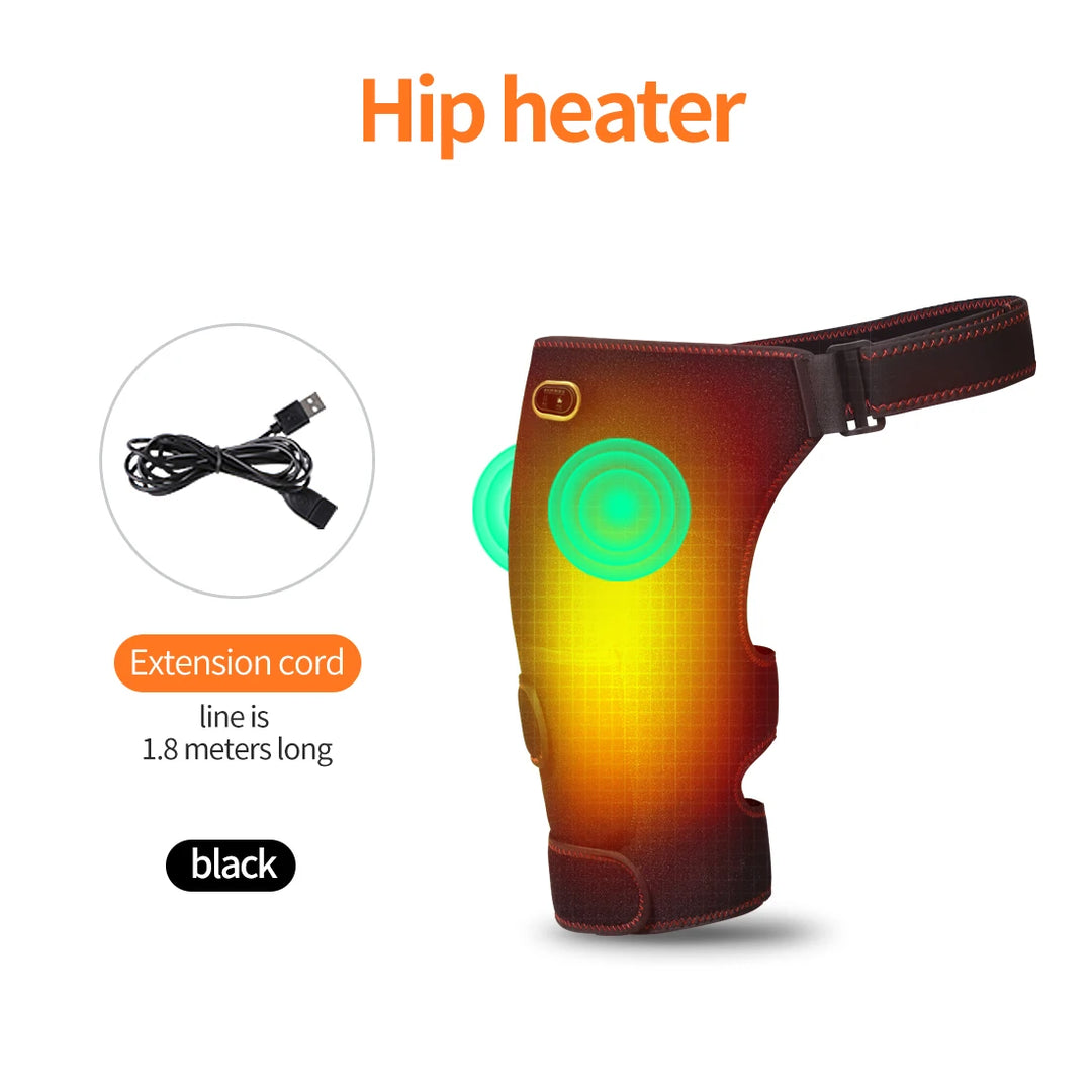Premium Full Wrap Heated Hip Support Brace – USB Powered Compression Wrap with 3 Heat Levels and Vibration Massage