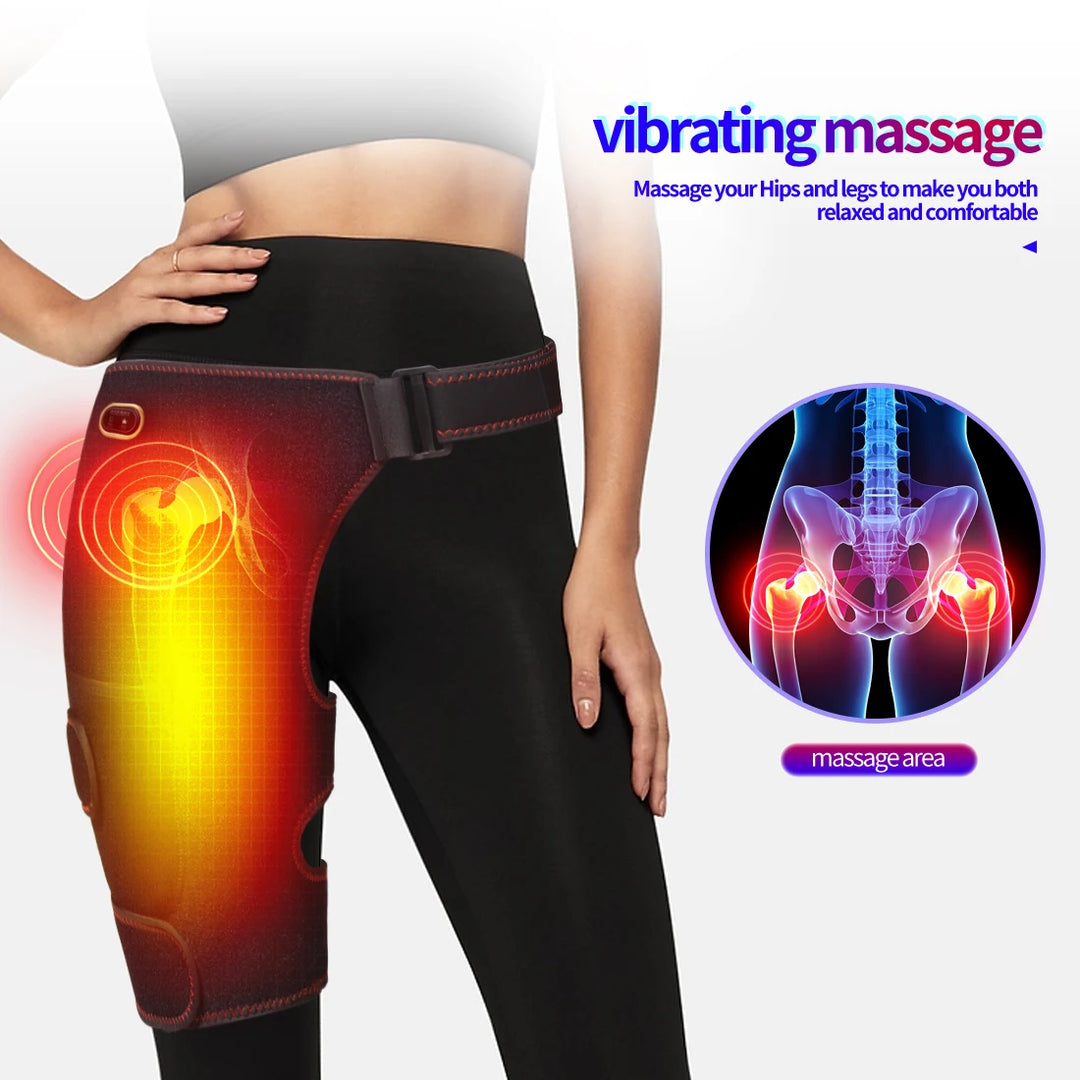 Premium Full Wrap Heated Hip Support Brace – USB Powered Compression Wrap with 3 Heat Levels and Vibration Massage