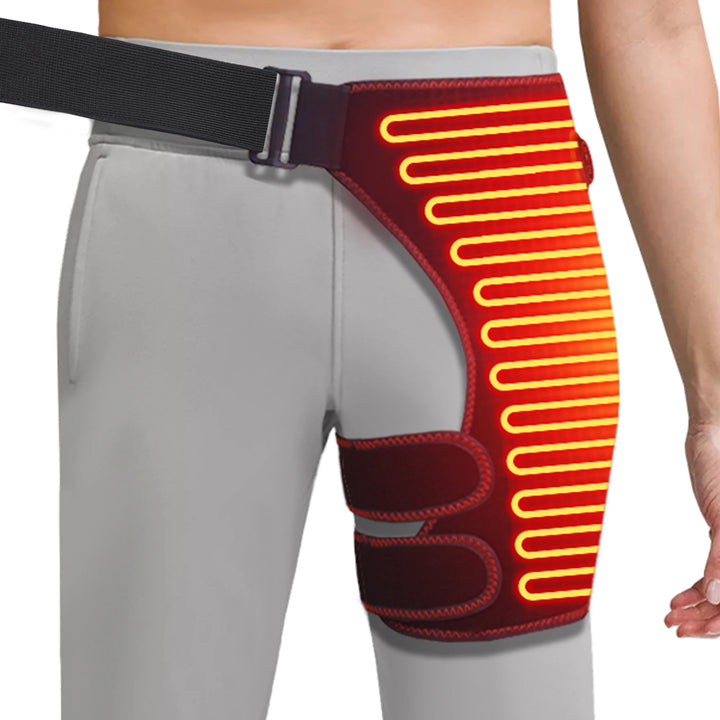 Premium Full Wrap Heated Hip Support Brace – USB Powered Compression Wrap with 3 Heat Levels and Vibration Massage