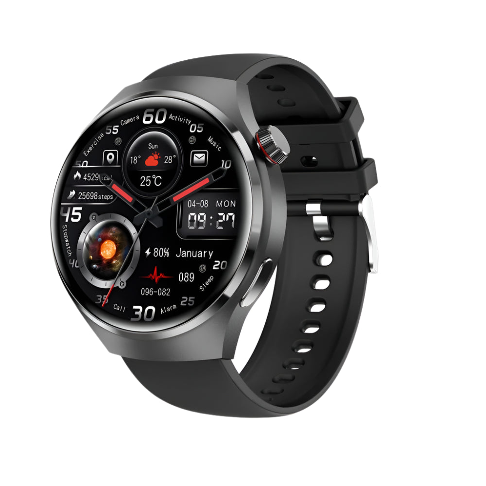 Premium GPS Smart Watch for Men & Women | 360° AMOLED Display, NFC, Bluetooth Call, IP68 Waterproof, Heart Rate Monitor, Fitness Tracker, Sleep Monitoring, Multi-Sport Modes