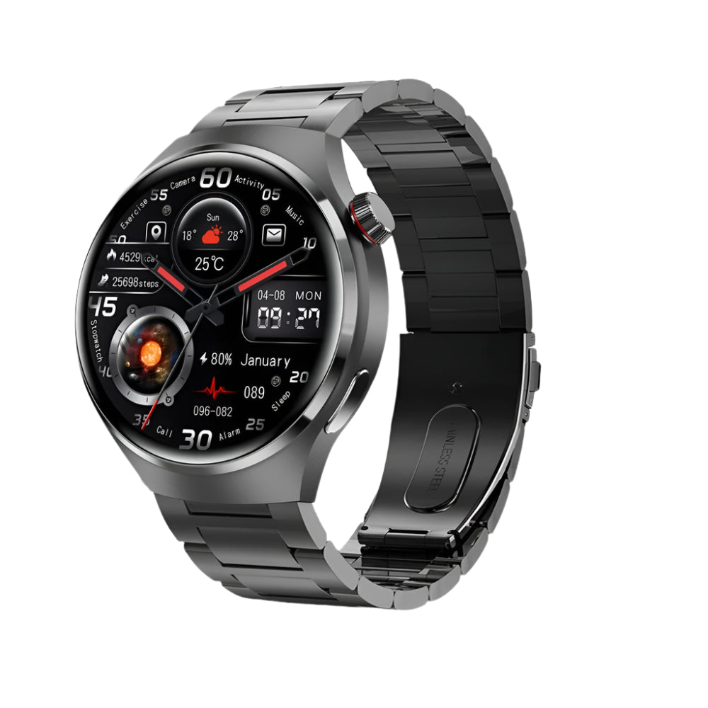 Premium GPS Smart Watch for Men & Women | 360° AMOLED Display, NFC, Bluetooth Call, IP68 Waterproof, Heart Rate Monitor, Fitness Tracker, Sleep Monitoring, Multi-Sport Modes