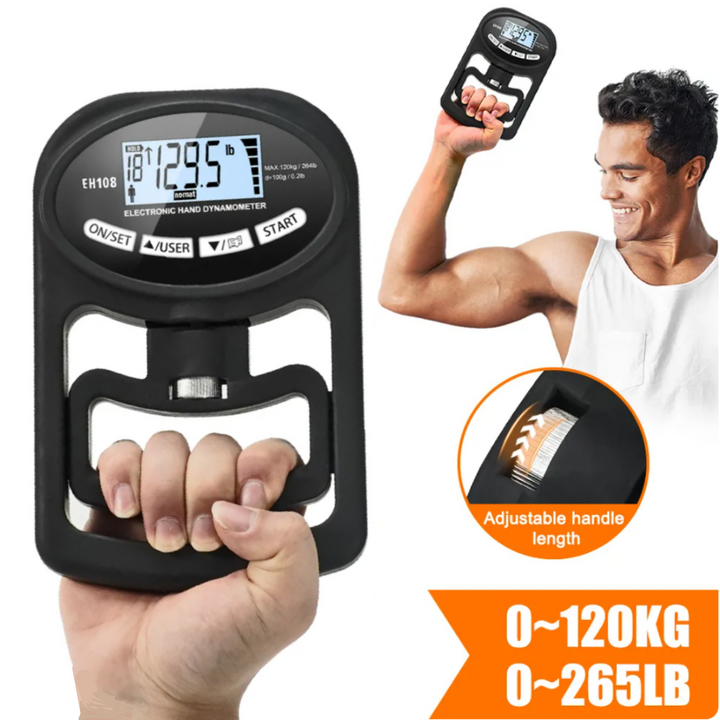 Premium Grip Strength Tester – 265Lbs/120Kg Digital Hand Dynamometer with LCD Screen, USB Rechargeable, Accurate Power Meter for Sports & Power Training