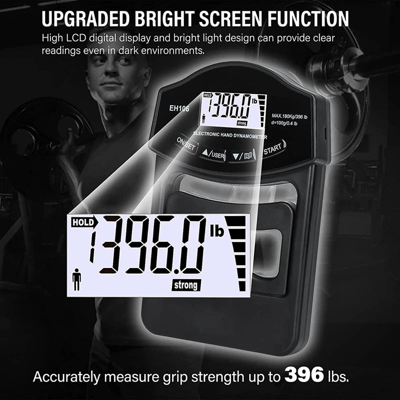 Premium Grip Strength Tester – 265Lbs/120Kg Digital Hand Dynamometer with LCD Screen, USB Rechargeable, Accurate Power Meter for Sports & Power Training