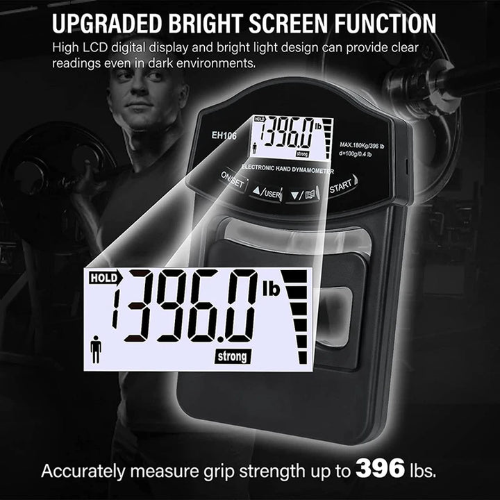 Premium Grip Strength Tester – 265Lbs/120Kg Digital Hand Dynamometer with LCD Screen, USB Rechargeable, Accurate Power Meter for Sports & Power Training