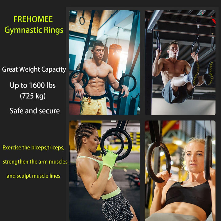 Premium Gymnastic Rings – 1000lbs Capacity, Adjustable Buckle Straps, Non-Slip Rings for Pull Up and Home Fitness, Durable PP and Nylon Material