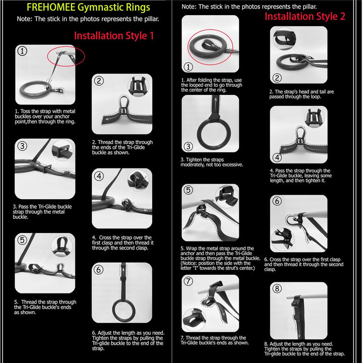 Premium Gymnastic Rings – 1000lbs Capacity, Adjustable Buckle Straps, Non-Slip Rings for Pull Up and Home Fitness, Durable PP and Nylon Material
