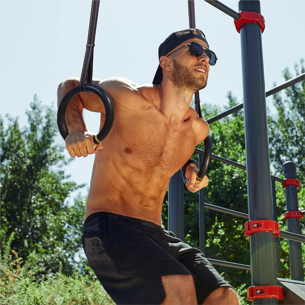 Premium Gymnastic Rings – 1000lbs Capacity, Adjustable Buckle Straps, Non-Slip Rings for Pull Up and Home Fitness, Durable PP and Nylon Material
