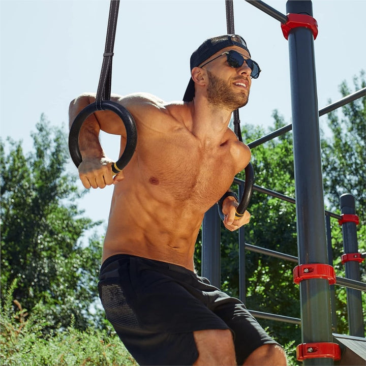 Premium Gymnastic Rings – 1000lbs Capacity, Adjustable Buckle Straps, Non-Slip Rings for Pull Up and Home Fitness, Durable PP and Nylon Material