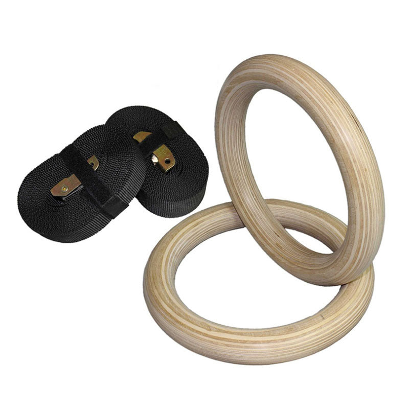 Premium Gymnastic Rings – Adjustable Wood Strength Training Rings with Heavy Duty Zinc Alloy Buckles & Anti-Slip Straps for Full-Body Workout, Home Gym Equipment