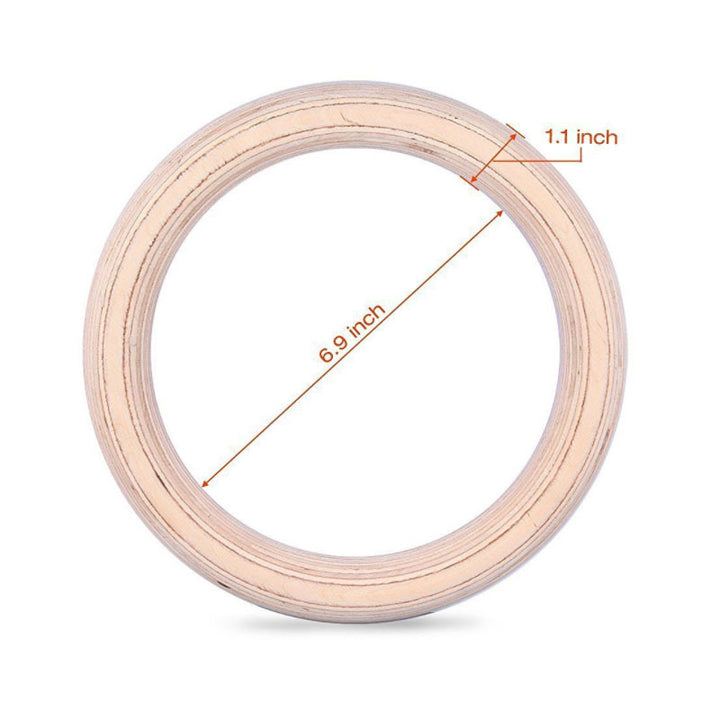 Premium Gymnastic Rings – Adjustable Wood Strength Training Rings with Heavy Duty Zinc Alloy Buckles & Anti-Slip Straps for Full-Body Workout, Home Gym Equipment