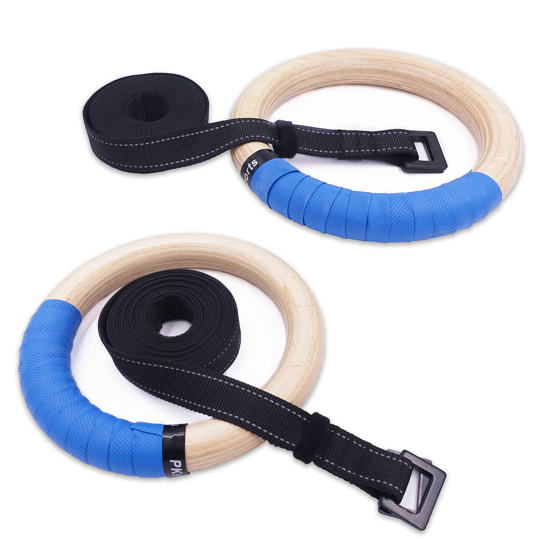 Premium Gymnastics Rings – Adjustable Wooden Rings with Nylon Straps for Kids & Adults, 400kg Load Capacity, Ideal for Home Fitness & Strength Training