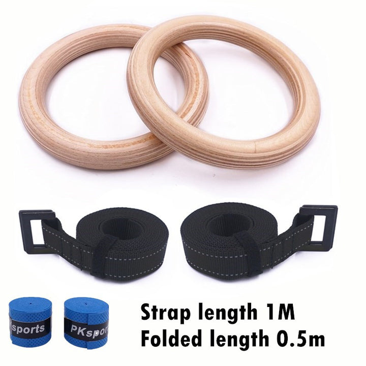 Premium Gymnastics Rings – Adjustable Wooden Rings with Nylon Straps for Kids & Adults, 400kg Load Capacity, Ideal for Home Fitness & Strength Training