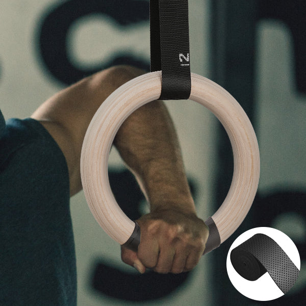 Premium Gymnastics Rings – Adjustable Wooden Rings with Nylon Straps for Kids & Adults, 400kg Load Capacity, Ideal for Home Fitness & Strength Training