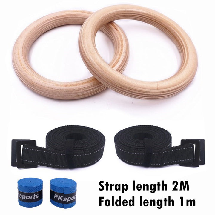 Premium Gymnastics Rings – Adjustable Wooden Rings with Nylon Straps for Kids & Adults, 400kg Load Capacity, Ideal for Home Fitness & Strength Training