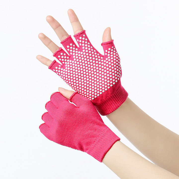 Premium Half-Finger Yoga Gloves for Women – Anti-Slip Pilates & Fitness Gloves, Open-Fingered Design for Indoor Dance & Training, Comfortable Yoga Aids for Better Grip