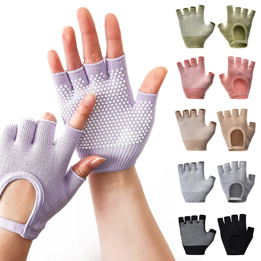 Premium Half-Finger Yoga Gloves for Women – Anti-Slip Pilates & Fitness Gloves, Open-Fingered Design for Indoor Dance & Training, Comfortable Yoga Aids for Better Grip