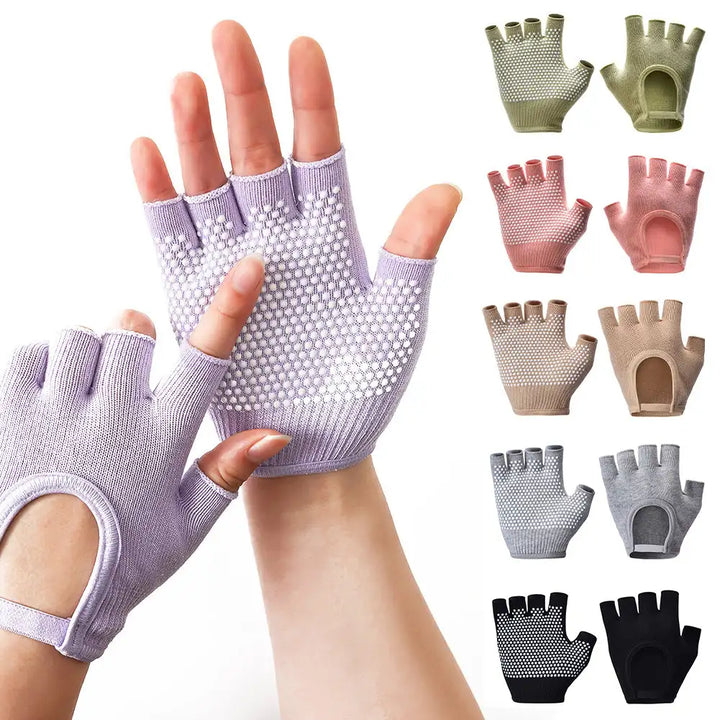 Premium Half-Finger Yoga Gloves for Women – Anti-Slip Pilates & Fitness Gloves, Open-Fingered Design for Indoor Dance & Training, Comfortable Yoga Aids for Better Grip