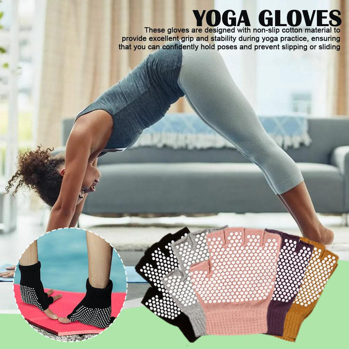 Premium Half-Finger Yoga Gloves for Women – Anti-Slip Pilates & Fitness Gloves, Open-Fingered Design for Indoor Dance & Training, Comfortable Yoga Aids for Better Grip
