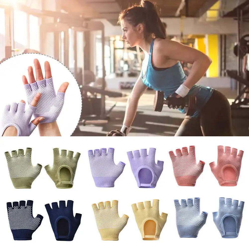 Premium Half-Finger Yoga Gloves for Women – Anti-Slip Pilates & Fitness Gloves, Open-Fingered Design for Indoor Dance & Training, Comfortable Yoga Aids for Better Grip