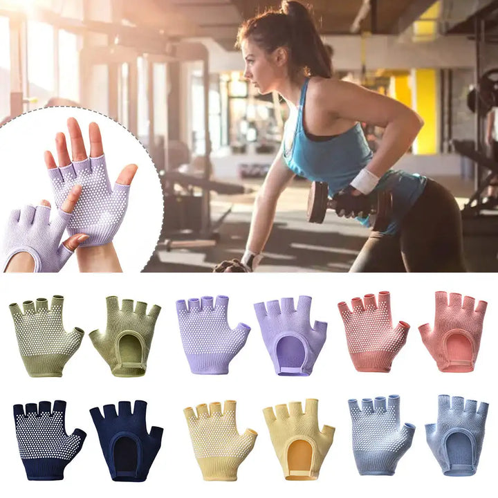 Premium Half-Finger Yoga Gloves for Women – Anti-Slip Pilates & Fitness Gloves, Open-Fingered Design for Indoor Dance & Training, Comfortable Yoga Aids for Better Grip