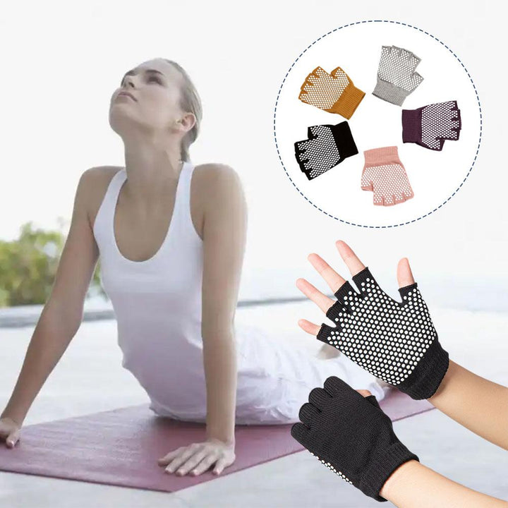 Premium Half-Finger Yoga Gloves for Women – Anti-Slip Pilates & Fitness Gloves, Open-Fingered Design for Indoor Dance & Training, Comfortable Yoga Aids for Better Grip