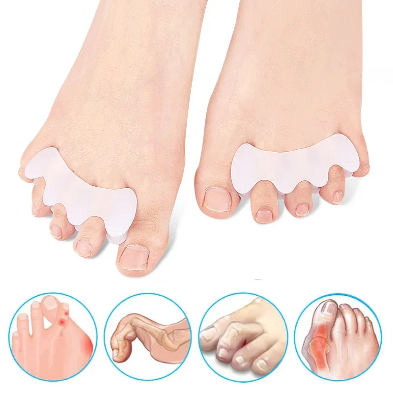 Premium Hard Silicone Toe Separator 2Pcs for Hallux Valgus & Hammer Toes – 3 Hole Orthopedic Spacers for Foot Correction, Pain Relief, and Enhanced Comfort