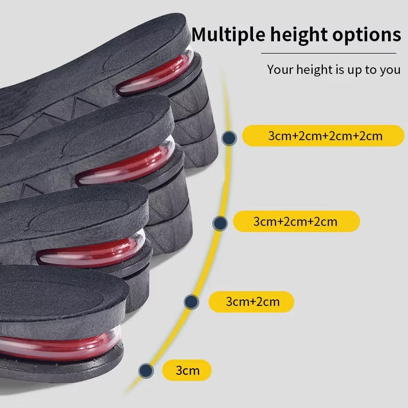 Premium Height Increase Insoles - Air Cushion Elevator Inserts for Men & Women, Adjustable 3-9cm Lift Kits for Comfort and Support, Shock Absorbent, Fits EUR 225-270