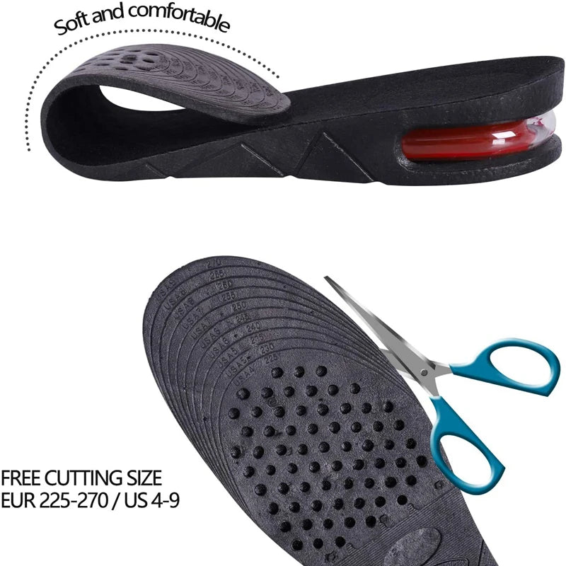 Premium Height Increase Insoles - Air Cushion Elevator Inserts for Men & Women, Adjustable 3-9cm Lift Kits for Comfort and Support, Shock Absorbent, Fits EUR 225-270